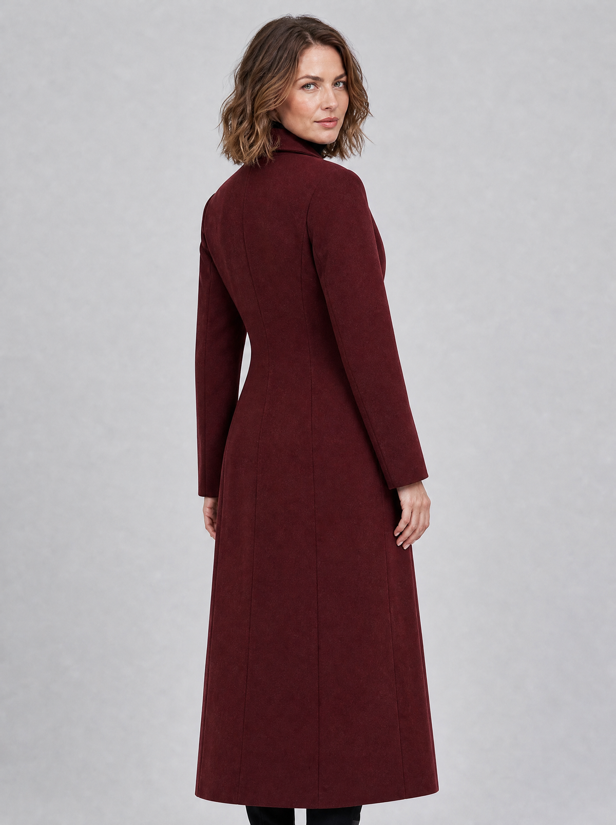 Women's Wool Blend Single Breasted Longline Overcoat Tailored Fit