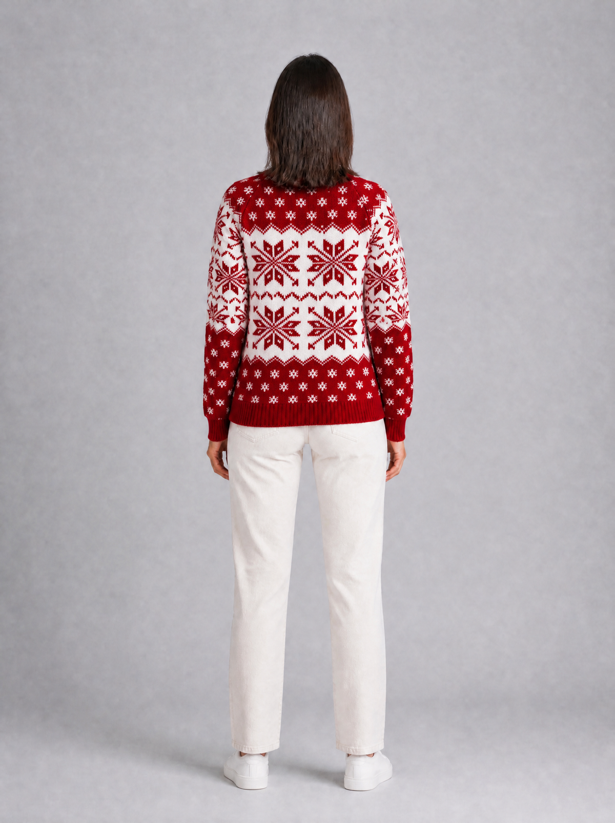 Women's Wool Blend Snowflake Christmas Relaxed Crew Neck Jumper