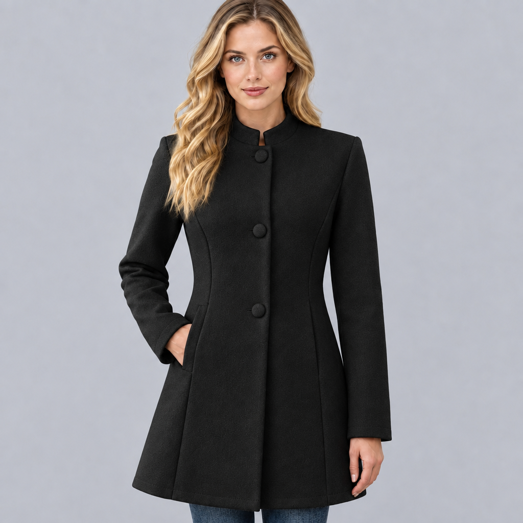 Women's Wool Blend Stand Collar Coat Tailored Fit