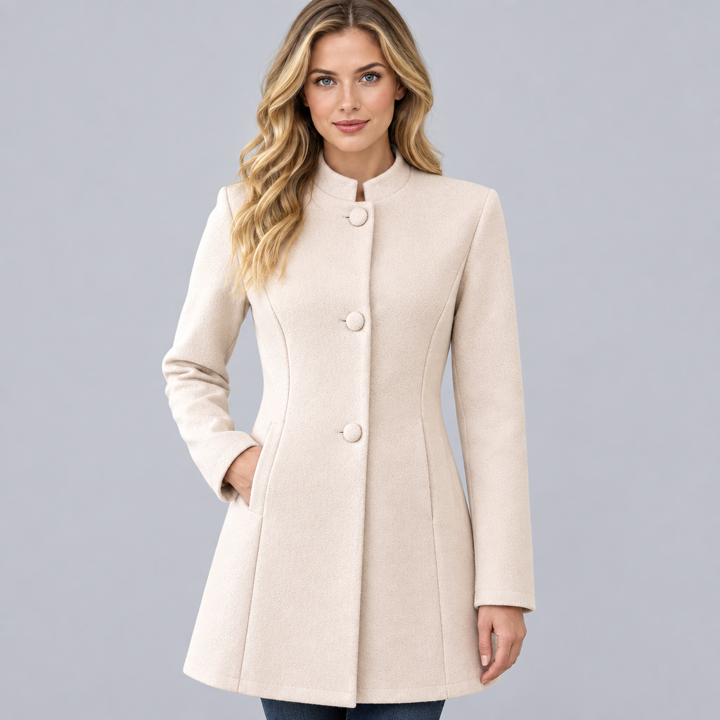 Women's Wool Blend Stand Collar Coat Tailored Fit