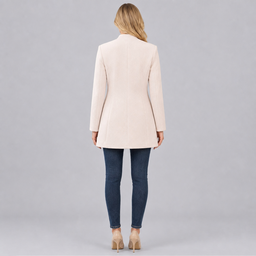 Women's Wool Blend Stand Collar Coat Tailored Fit