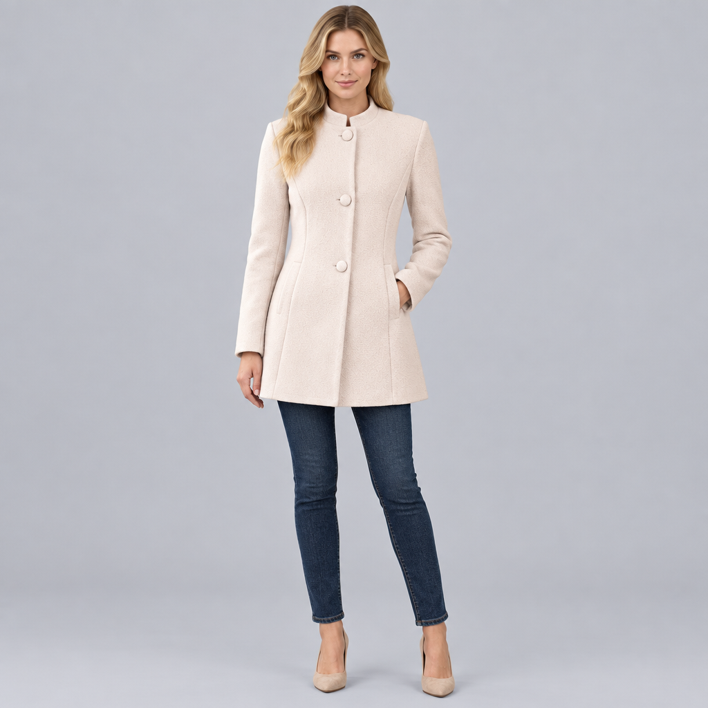 Women's Wool Blend Stand Collar Coat Tailored Fit