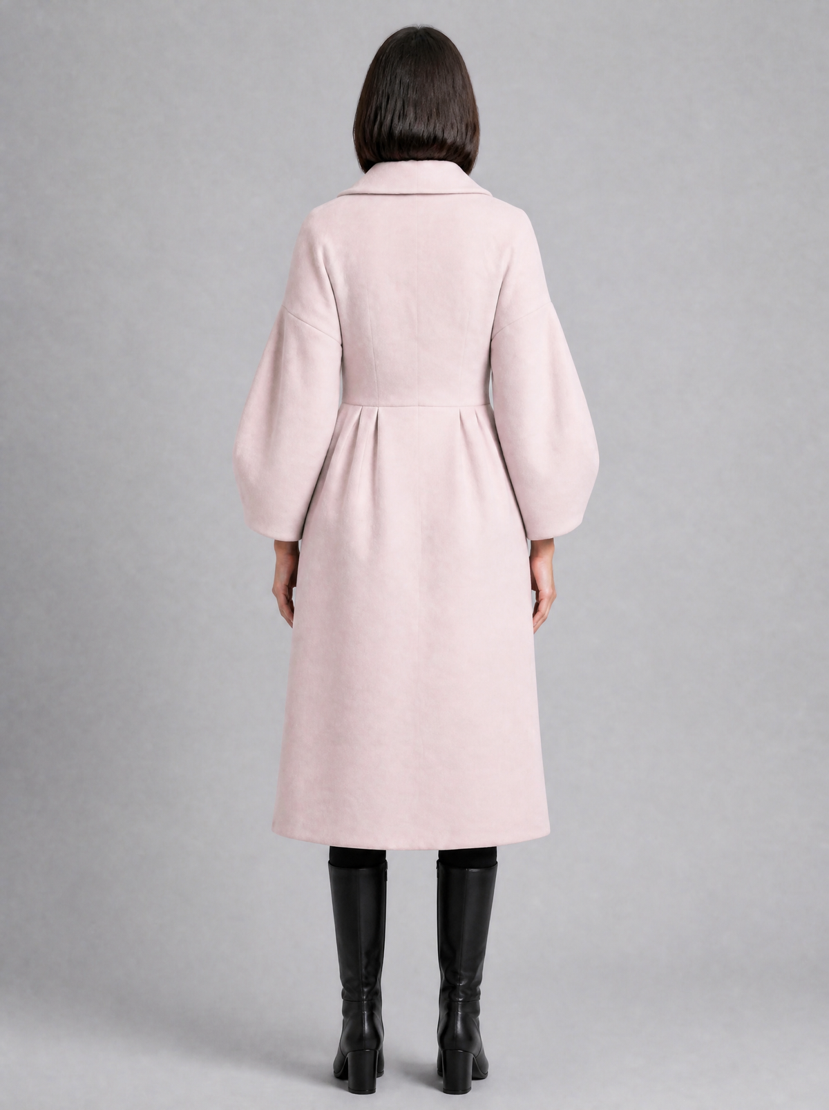 Women's Wool Blend Statement Sleeve Double Breasted Overcoat Tailored Fit