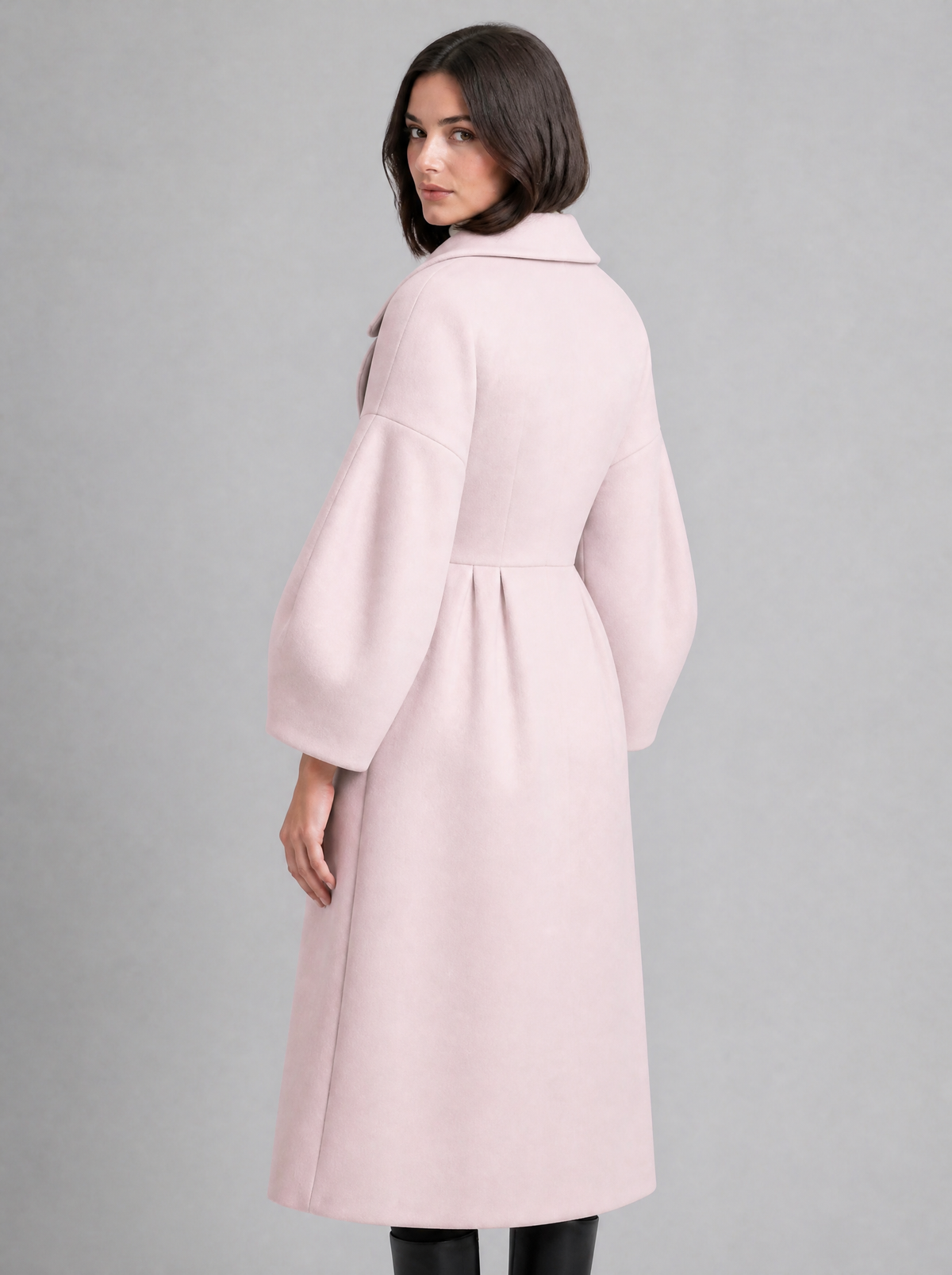 Women's Wool Blend Statement Sleeve Double Breasted Overcoat Tailored Fit
