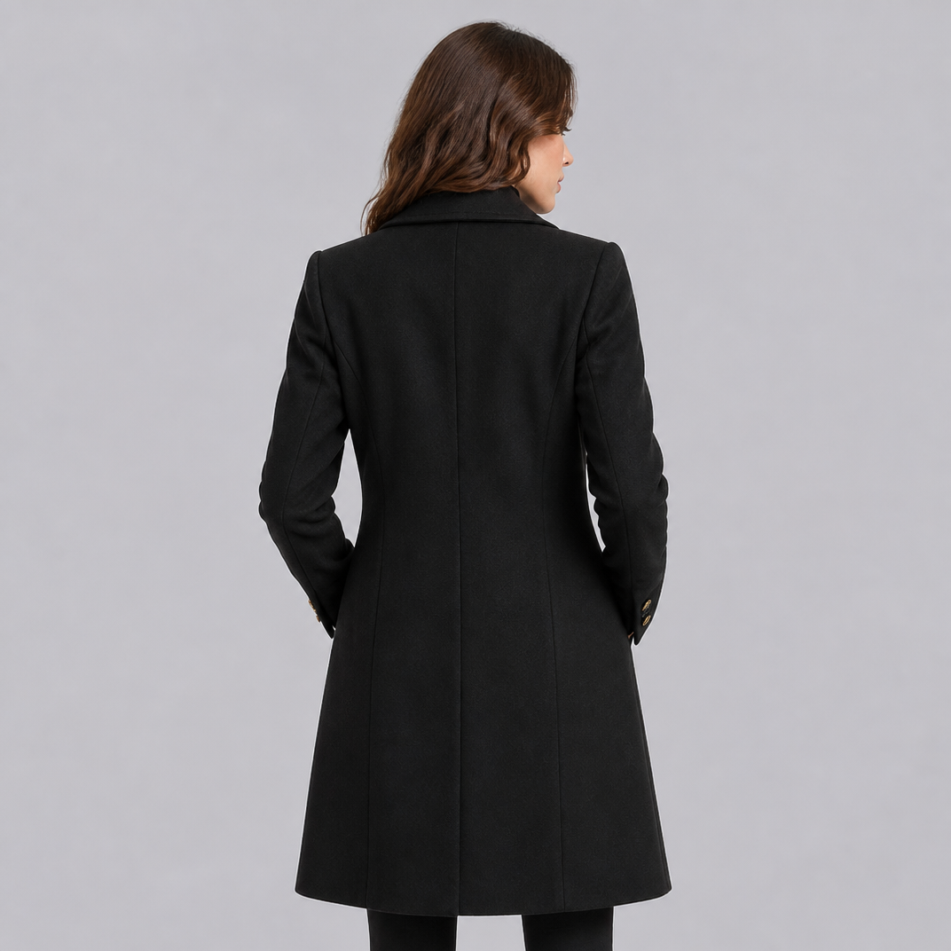 Women's Wool Double-Breasted Long Overcoat Tailored Fit