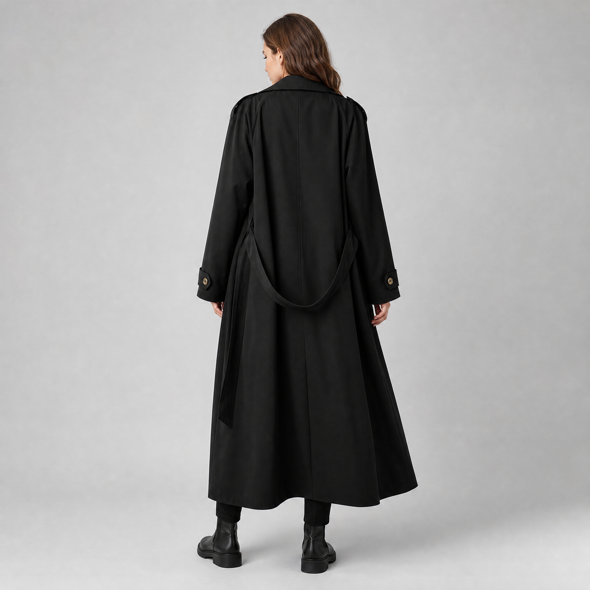 Women's Wool Double-Breasted Long Overcoat Tailored Fit