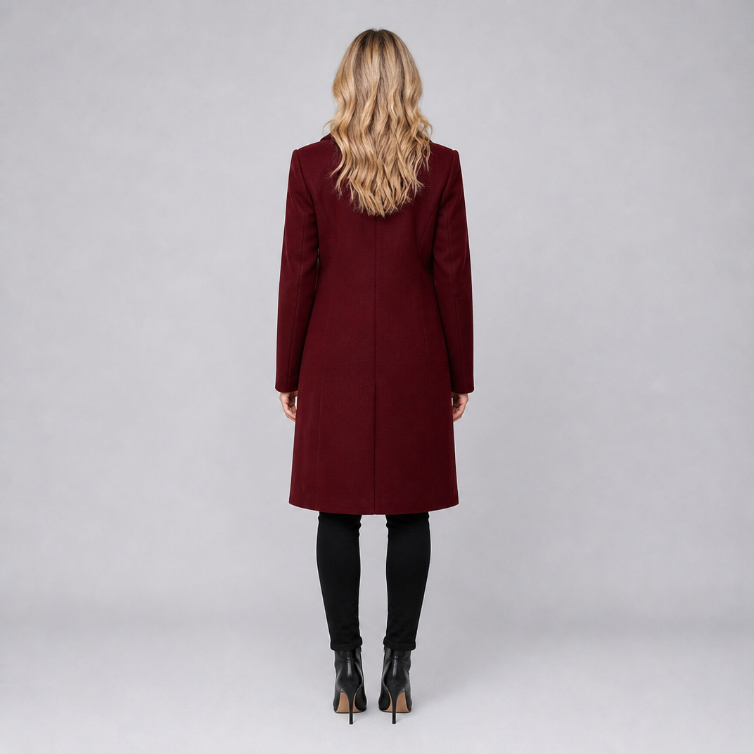Women's Wool Double-Breasted Overcoat – Mid-Length Slim Fit