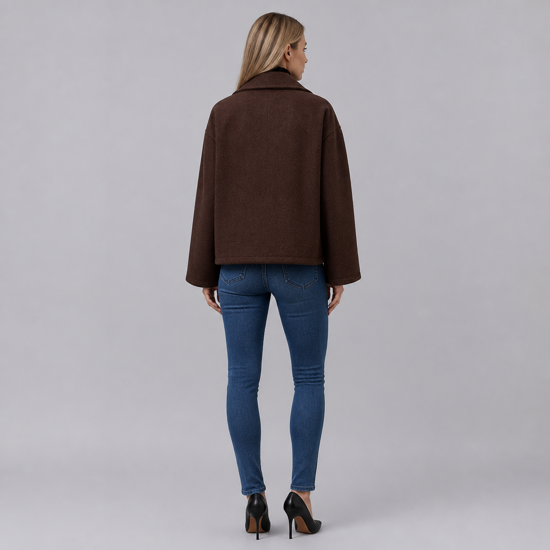 Women's Wool Double-Breasted Pea Coat – Boxy Cropped Fit