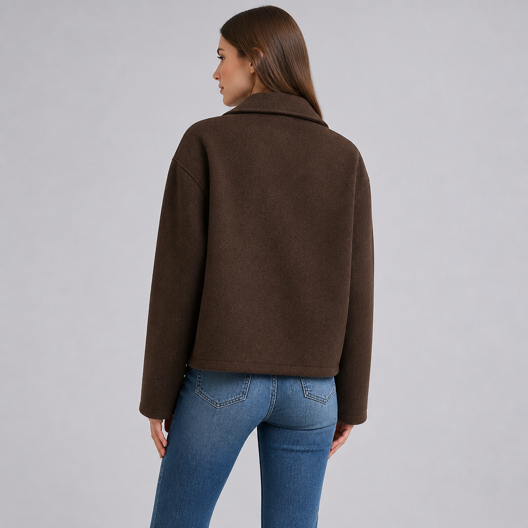 Women's Wool Double-Breasted Pea Coat – Boxy Cropped Fit