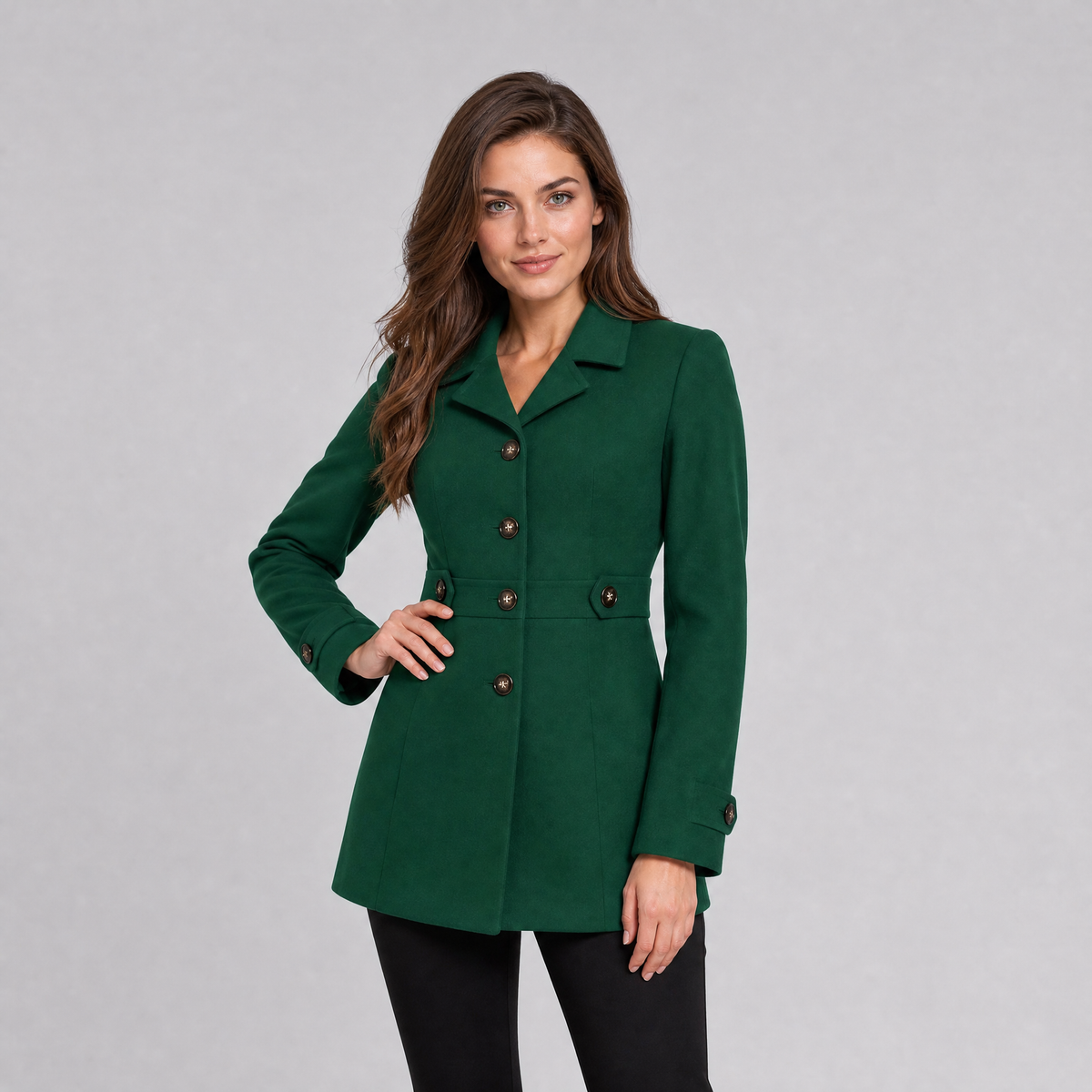 Women's Wool Single-Breasted Mid-Length Coat Tailored Fit