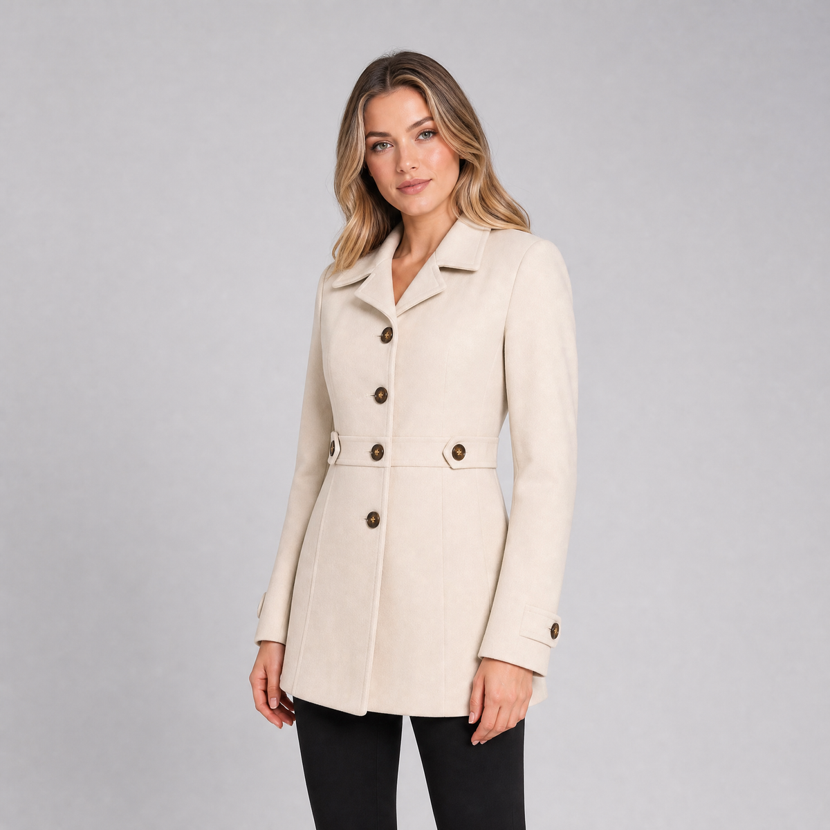 Women's Wool Single-Breasted Mid-Length Coat Tailored Fit