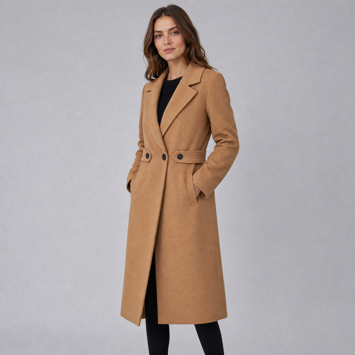 Women's Wool Tailored Long Overcoat Slim Fit