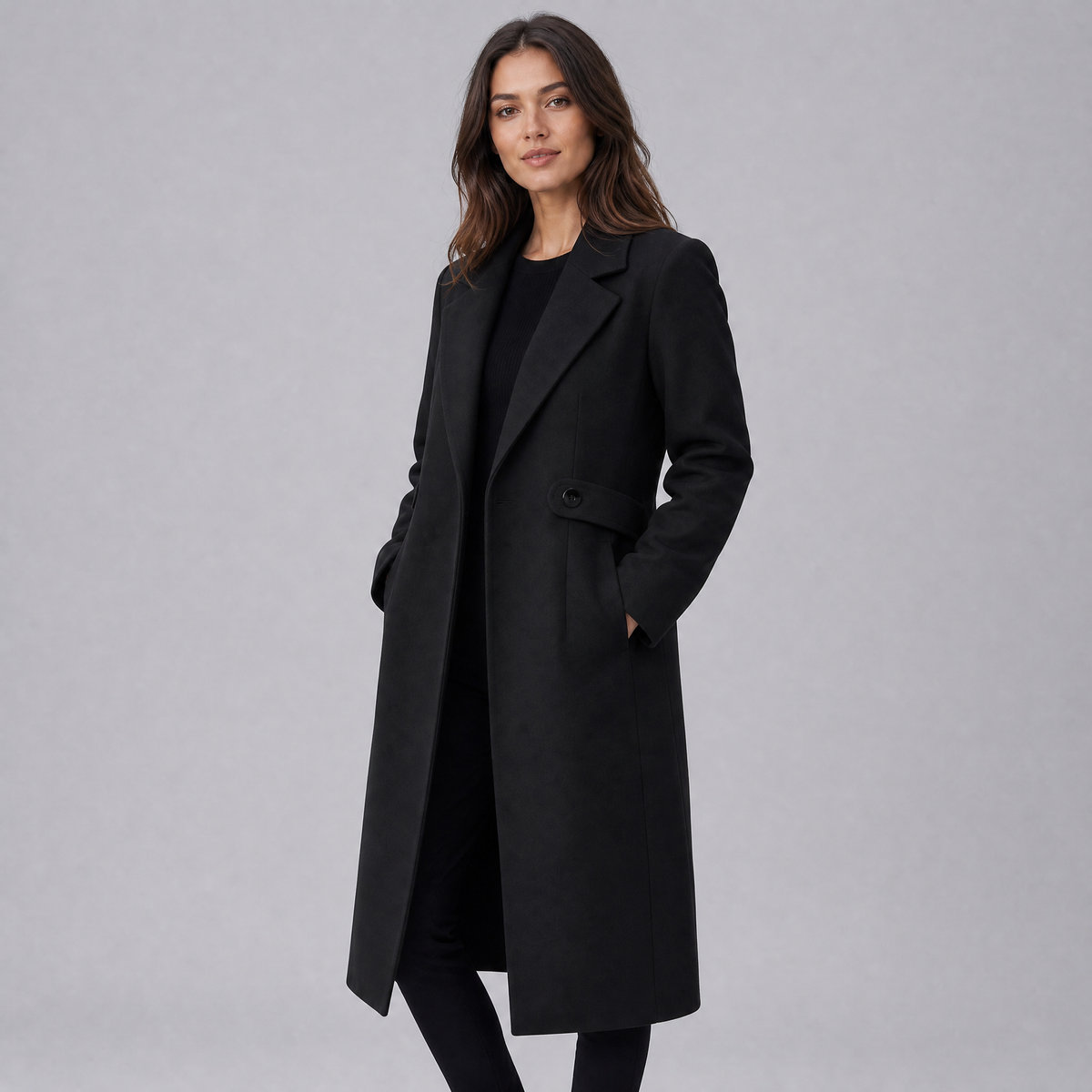 Women's Wool Tailored Long Overcoat Slim Fit