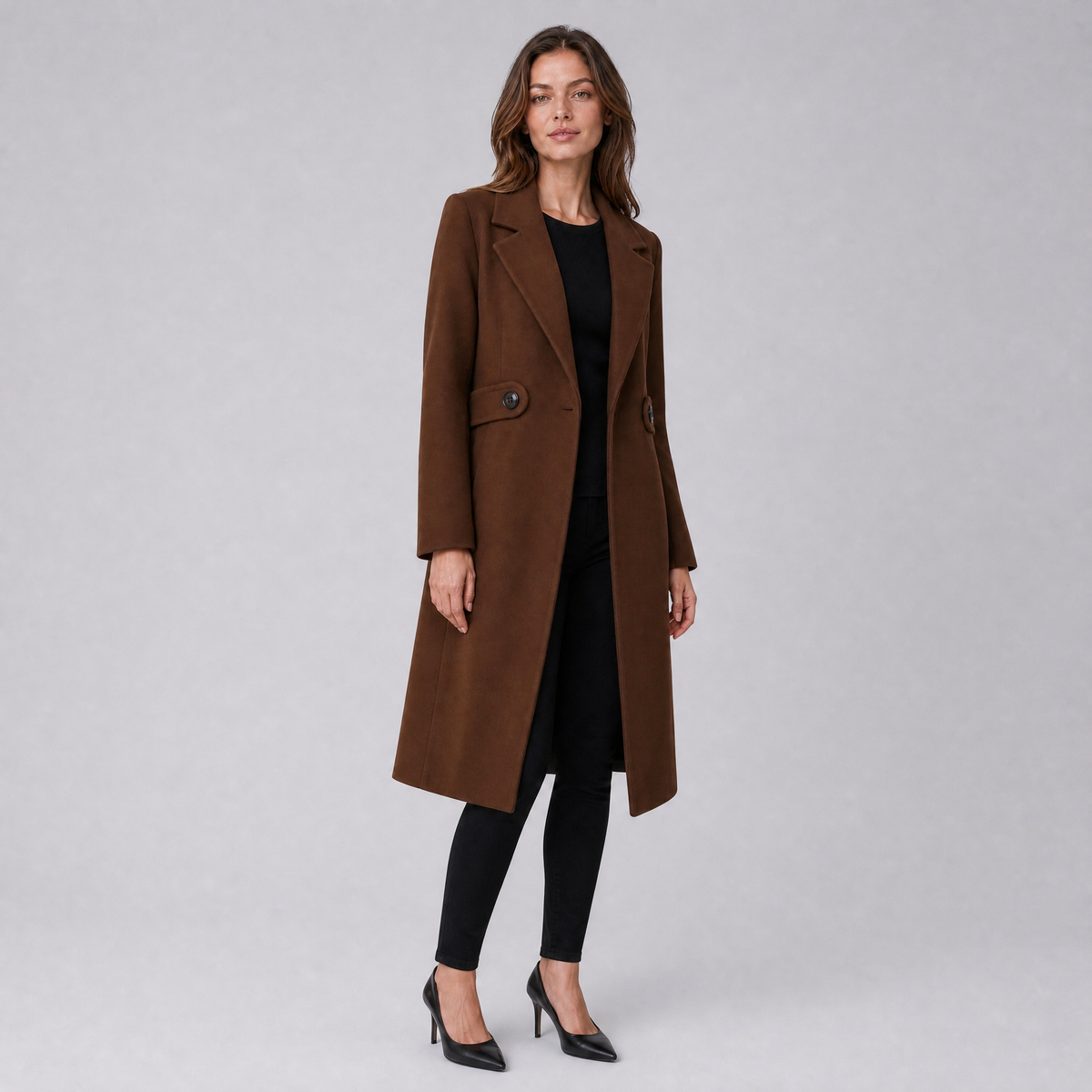 Women's Wool Tailored Long Overcoat Slim Fit