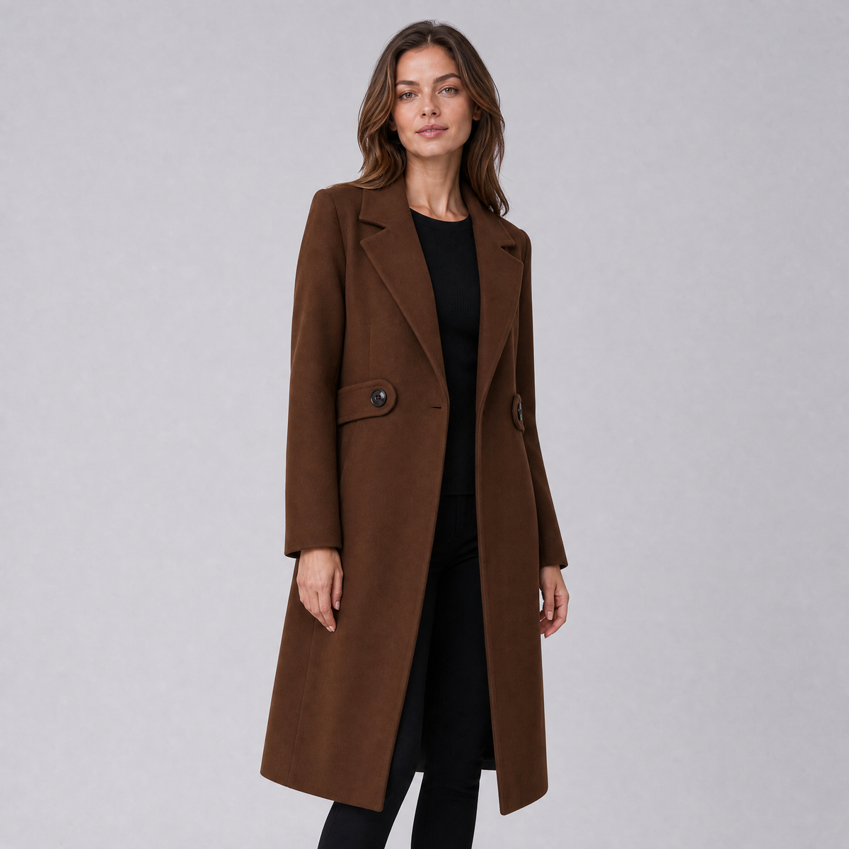 Women's Wool Tailored Long Overcoat Slim Fit