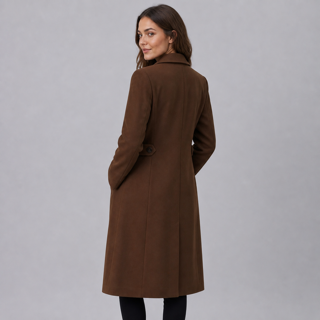 Women's Wool Tailored Long Overcoat Slim Fit